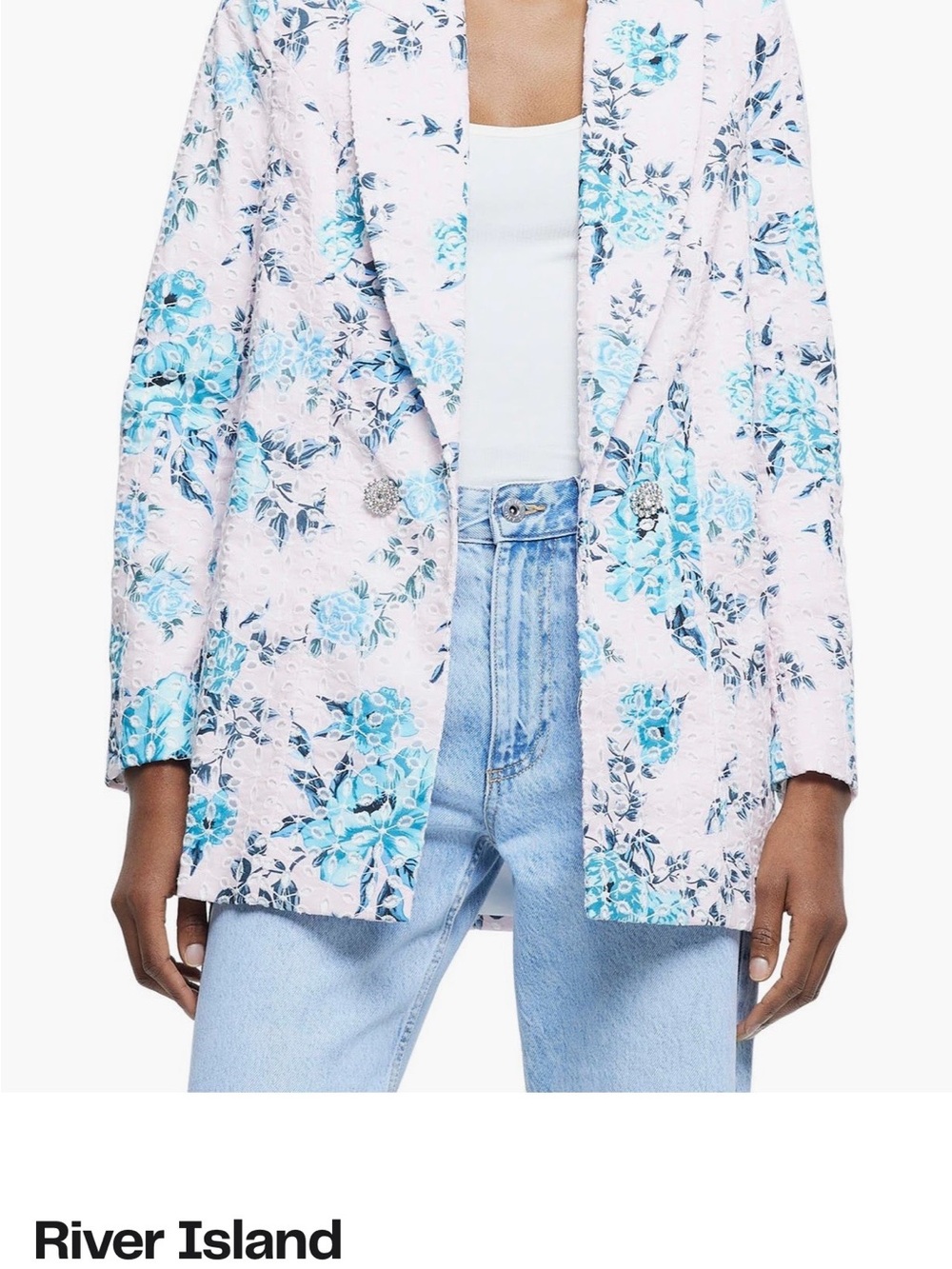 River Island Pink Floral Textured Blazer